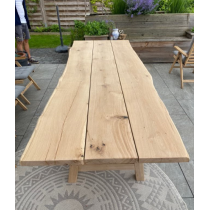 "Finca" Gartentisch, Balkontisch, Outdoor-Tisch, Terrassentisch, Eiche massiv, 280x90x4,5 cm, 76.5 cm hoch