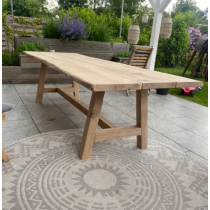 "Finca" Gartentisch, Balkontisch, Outdoor-Tisch, Terrassentisch, Eiche massiv, 280x90x4,5 cm, 76.5 cm hoch