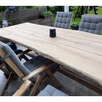 "Finca" Gartentisch, Balkontisch, Outdoor-Tisch, Terrassentisch, Eiche massiv, 280x90x4,5 cm, 76.5 cm hoch