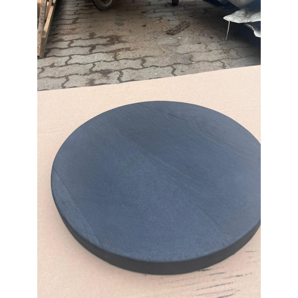 Geköhlte Eiche, runde Tischplatte, schwarz, geflammt, verleimt Ø 70-100 cm, Stärke 4 cm mit Fase, geölt 