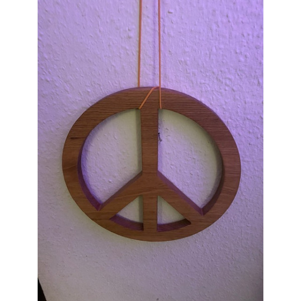 Holzdeko Peace-Zeichen aus Eiche gefräst - CNC - Eiche geölt 30 cm Durchmesser Holzdeko Peace-Zeichen aus Eiche gefräst - CNC - Eiche geölt 30 cm Durchmesser