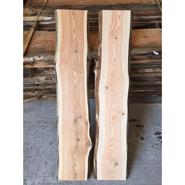 Baumscheibe, Brett, Bohle, rustikal, unbesäumt Lärche, Handwerk, Massivholz 150x20-25x2,5cm