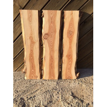 Tischplatte für Eigenbau im Set, unbesäumte Bohlen, Baumscheibe, Bretter, Lärche 90x60x2,5cm