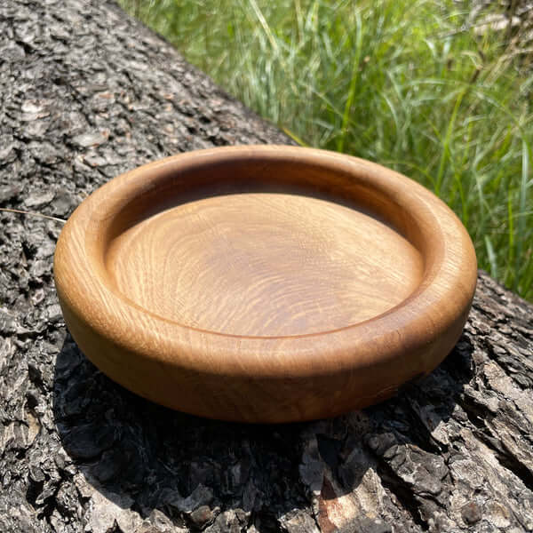 Hochwertige Holzschale mit dickem Rand aus Eiche gefräst, geölt, 18 cm Durchmesser