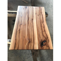 Amberholz, Satin Walnut, Red Gum, Tischplatte, verleimt, rustikal, 120x60x4,0cm, beidseitig Baumkante, geölt