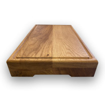 Eiche 60mm, Schneidebrett aus Holz, Hackbrett mit Saftrille und Griffen, umlaufender Fase, verleimt