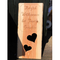 Holzschild mit individueller Gravur, Gartenschild, Firmenlogo, Türschild, Willkommensschild, Dekoschild, CNC gefräst