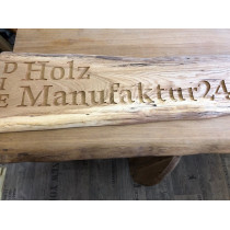Eiche mit ihrem Logo, gefräst, geschliffen, geölt, 100x30x3cm