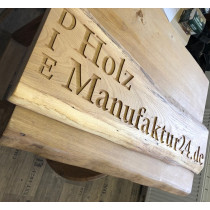 Eiche mit ihrem Logo, gefräst, geschliffen, geölt, 100x30x3cm