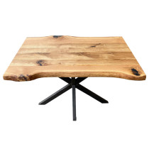 Eiche rustikal spezial, wurmstichig, verleimt, Massivholz Tischplatte, 120x60x4,5cm, beidseitige Baumkante 