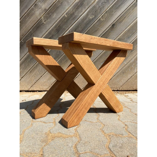 2 Stück Eiche, Bankgestell, Tischbein, Tischkreuz, Kufengestell, 40x40 cm