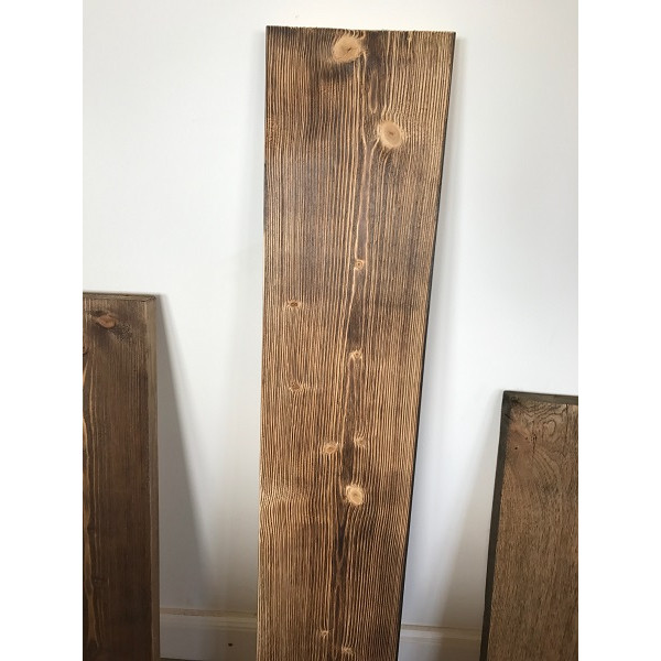 Altholz-Stil, Gerüstbohle, Fichte, strukturiert und geflammt, 100x20x4cm