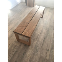 Sitzbank, Altholz-Antik Design, Industrial, Eichenbohlen im Altholz-Stil auf Kufengestell 150x43,5x40cm