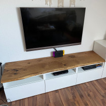 Deckplatte Wildeiche für IKEA Lowboard, Holzplatte, rustikal, einseitige Baumkante, geölt, Maße wählbar, 