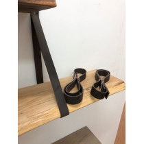 2 Stück Lederriemen, Regalhalter, Regalträger, Regalaufhängung, skandinavisch, Landhaus, dunkelbraun, 100x2,5cm