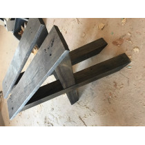 2 Stück Eichenkreuze, Tischbein, Tischgestell, Tischkreuz, Kufengestell, Eiche, BLACK, 72x78 cm