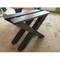 2 Stück Eichenkreuze, Tischbein, Tischgestell, Tischkreuz, Kufengestell, Eiche, BLACK, 72x78 cm