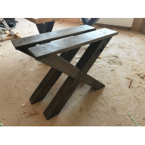 2 Stück Eichenkreuze, Tischbein, Tischgestell, Tischkreuz, Kufengestell, Eiche, BLACK, 72x78 cm