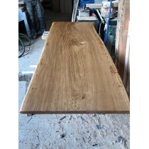 Besondere Tischplatte, Eiche, Vollholz, aus einem Stück gewachsen, 220x90-100x4,5 cm, Baumkanten, geölt