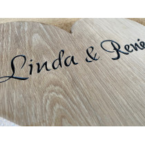 Holzherz mit individueller Gravur, personalisiert, Name, Datum, Schriftzug gefräst, 20x20x3cm
