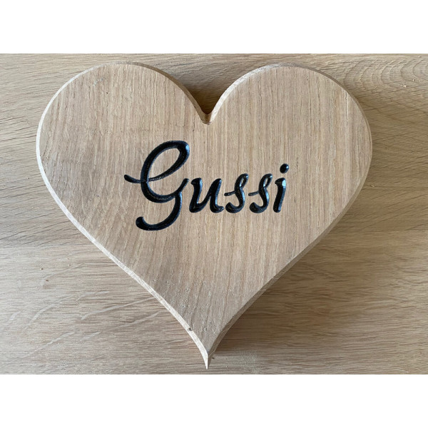 Holzherz mit individueller Gravur, personalisiert, Name, Datum, Schriftzug gefräst, 20x20x3cm