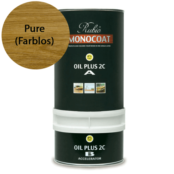 Holzöl und Beschleuniger, Rubio MONOCOAT OIL Plus - Pure (Farblos) A+B 390ml - Umweltschonend Holzöl und Beschleuniger, Rubio MONOCOAT OIL Plus - Pure (Farblos) A+B 390ml - Umweltschonend