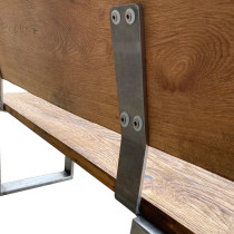 Sitzbank Set mit Lehne und Sitzfläche aus Eiche mit Struktur und Blankstahlkufen, Länge wählbar