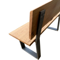 Sitzbank Set mit Lehne und Sitzfläche aus Eiche und Rohstahlkufen, Länge wählbar