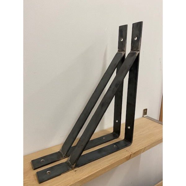 2 x Rohstahl Konsole, Wandkonsole, Halterung, Wandhalterung, Waschtisch, Flachstahl, handgefertigt, 45 x 35 cm