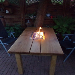 Kundenprojekt: Feuertisch aus Eichenholz-Zuschnitten!